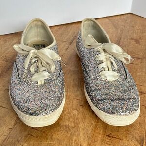 Keds x Kate Spade Multi Glitter Champion Sneakers Silver Cream WF57830 Womens 8